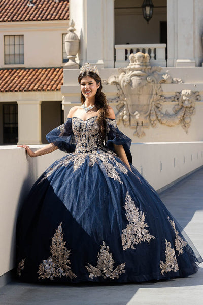 Applique Puff Sleeve Ball Gown by Bella Princess PQ1023