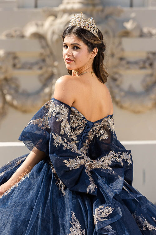 Applique Puff Sleeve Ball Gown by Bella Princess PQ1023