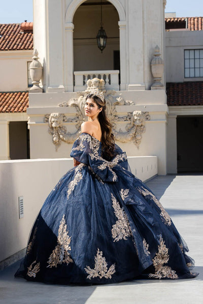 Applique Puff Sleeve Ball Gown by Bella Princess PQ1023