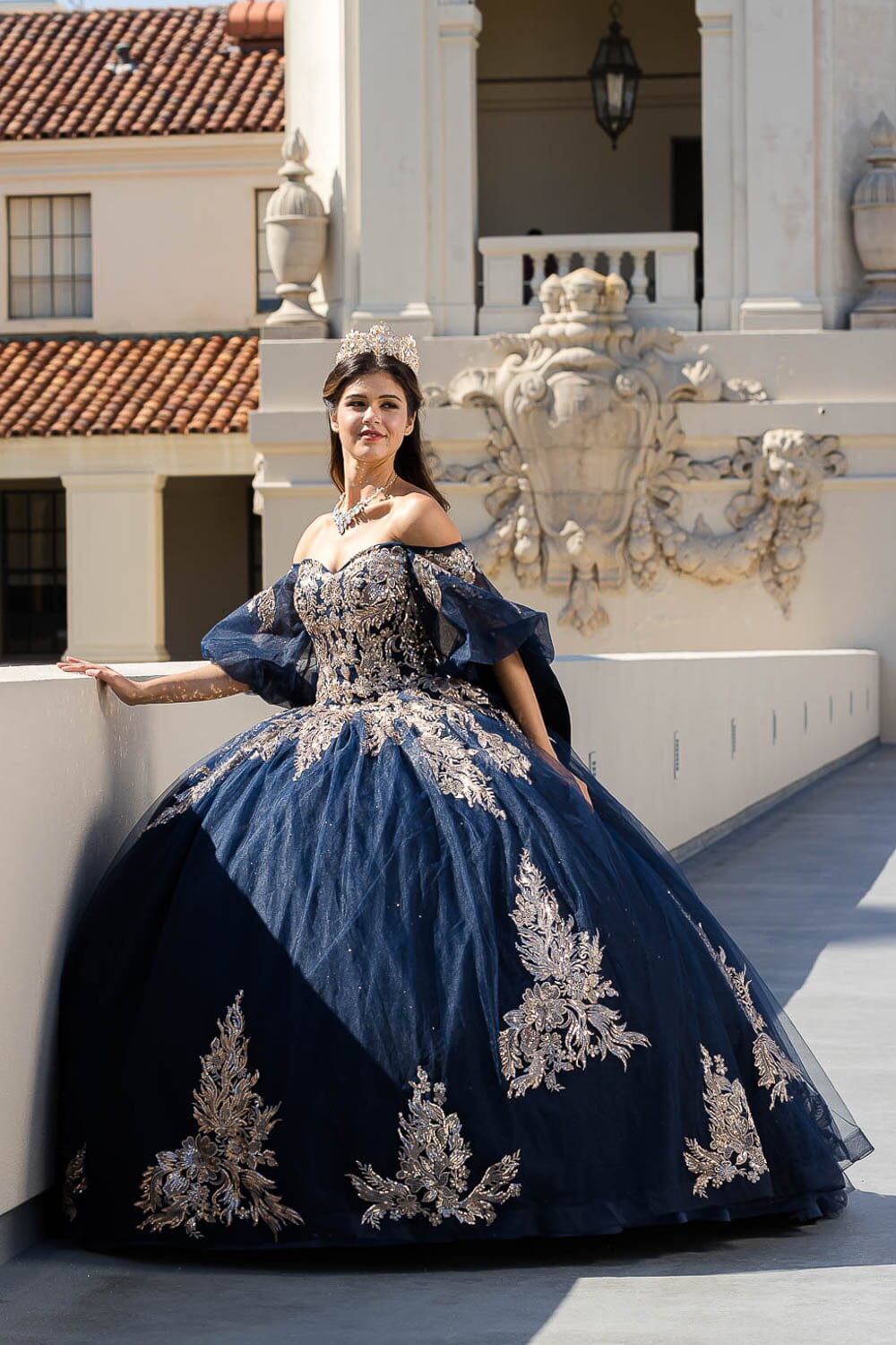 Applique Puff Sleeve Ball Gown by Bella Princess PQ1023