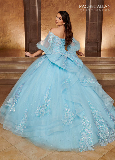 Rachel Allan RQ1110 Applique Puff Sleeve Quinceanera Dress