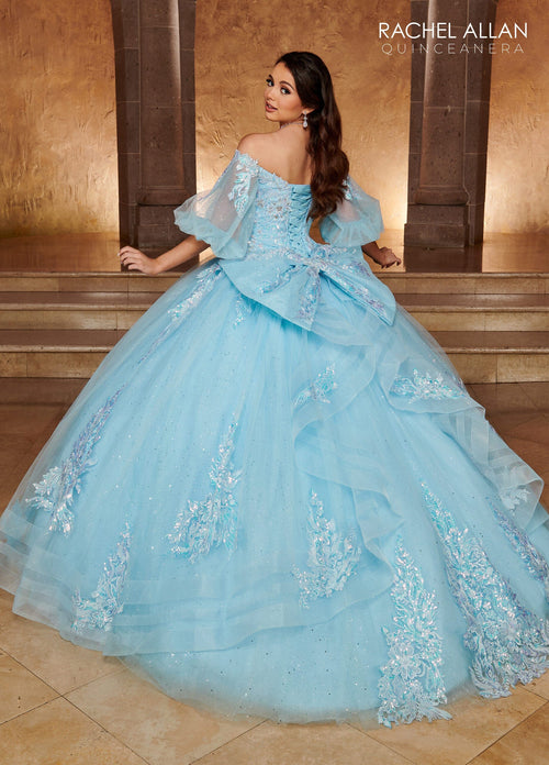 Rachel Allan RQ1110 Applique Puff Sleeve Quinceanera Dress