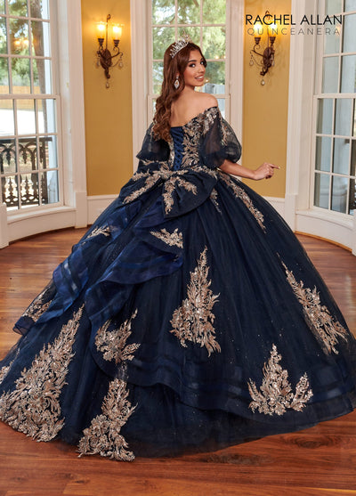 Rachel Allan RQ1110 Applique Puff Sleeve Quinceanera Dress