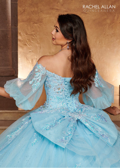 Rachel Allan RQ1110 Applique Puff Sleeve Quinceanera Dress