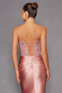 Applique Satin Sleeveless Gown by Juliet JT2531K - Long Formal Dresses