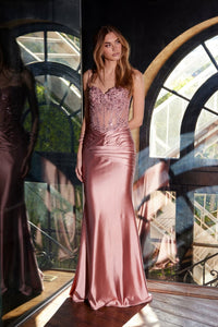Applique Satin Sleeveless Gown by Juliet JT2531K - Long Formal Dresses
