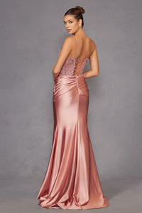 Applique Satin Sleeveless Gown by Juliet JT2531K - Long Formal Dresses