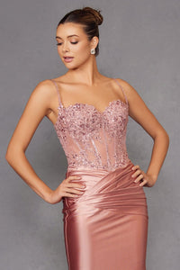 Applique Satin Sleeveless Gown by Juliet JT2531K - Long Formal Dresses