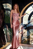 Applique Satin Sleeveless Gown by Juliet JT2531K - Rose Gold / 2 - Long Formal Dresses