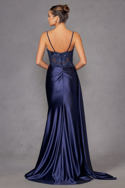 Applique Satin Sleeveless Gown by Juliet JT2905K - Long Formal Dresses