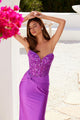 Applique Satin Strapless Gown by Juliet JT2534K - Long Formal Dresses