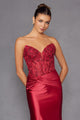 Applique Satin Strapless Gown by Juliet JT2534K - Long Formal Dresses