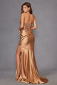 Applique Satin Strapless Slit Gown by Juliet JT2536K - Long Formal Dresses
