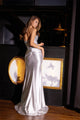 Applique Satin Strapless Slit Gown by Juliet JT2536K - Long Formal Dresses
