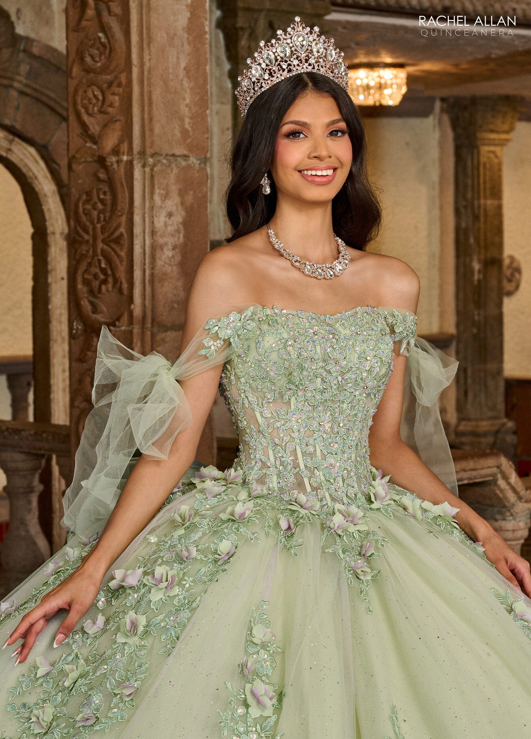 Rachel Allan RQ1132 Applique Sheer Corset Quinceanera Dress