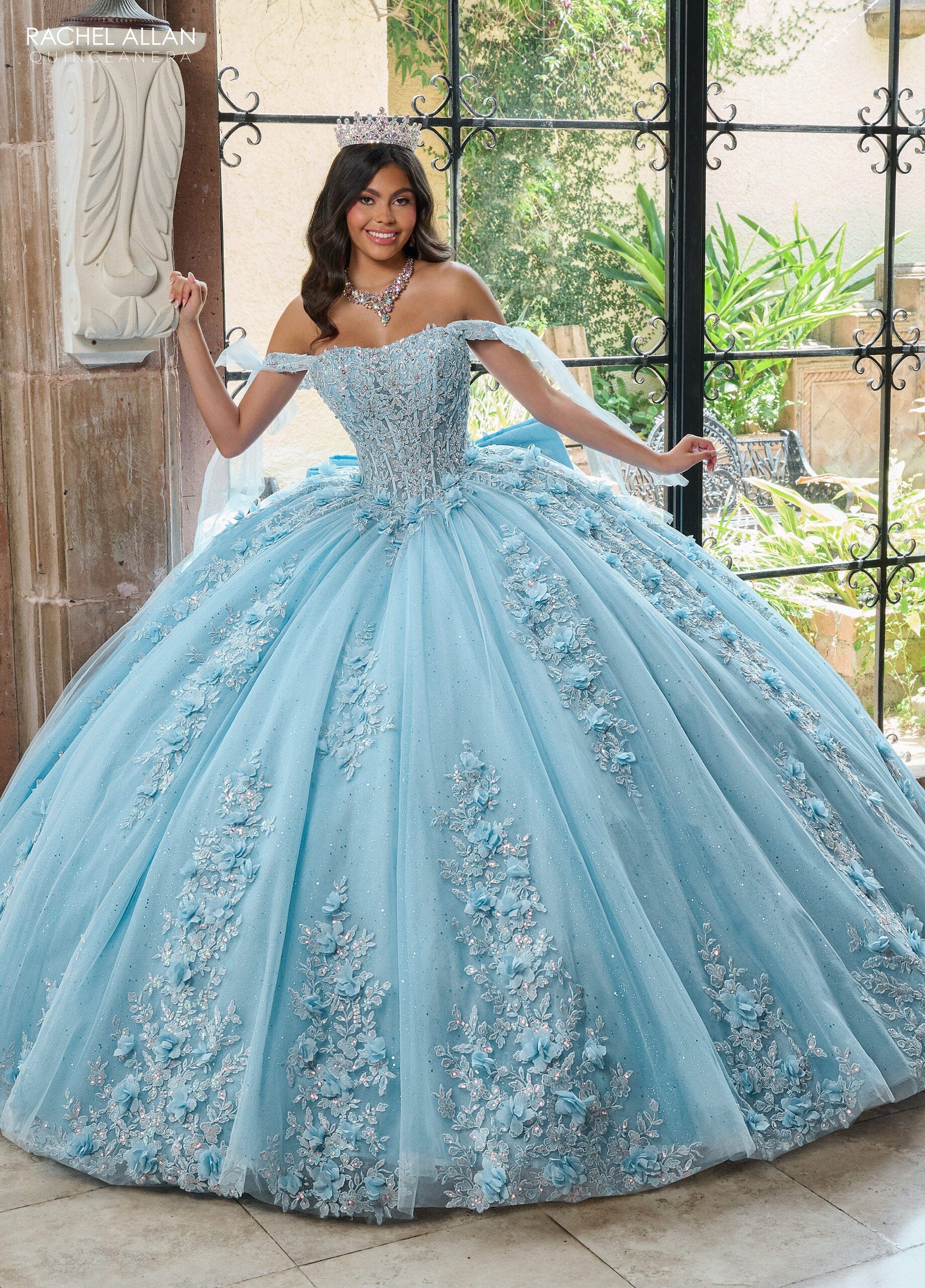 Rachel Allan RQ1132 Applique Sheer Corset Quinceanera Dress