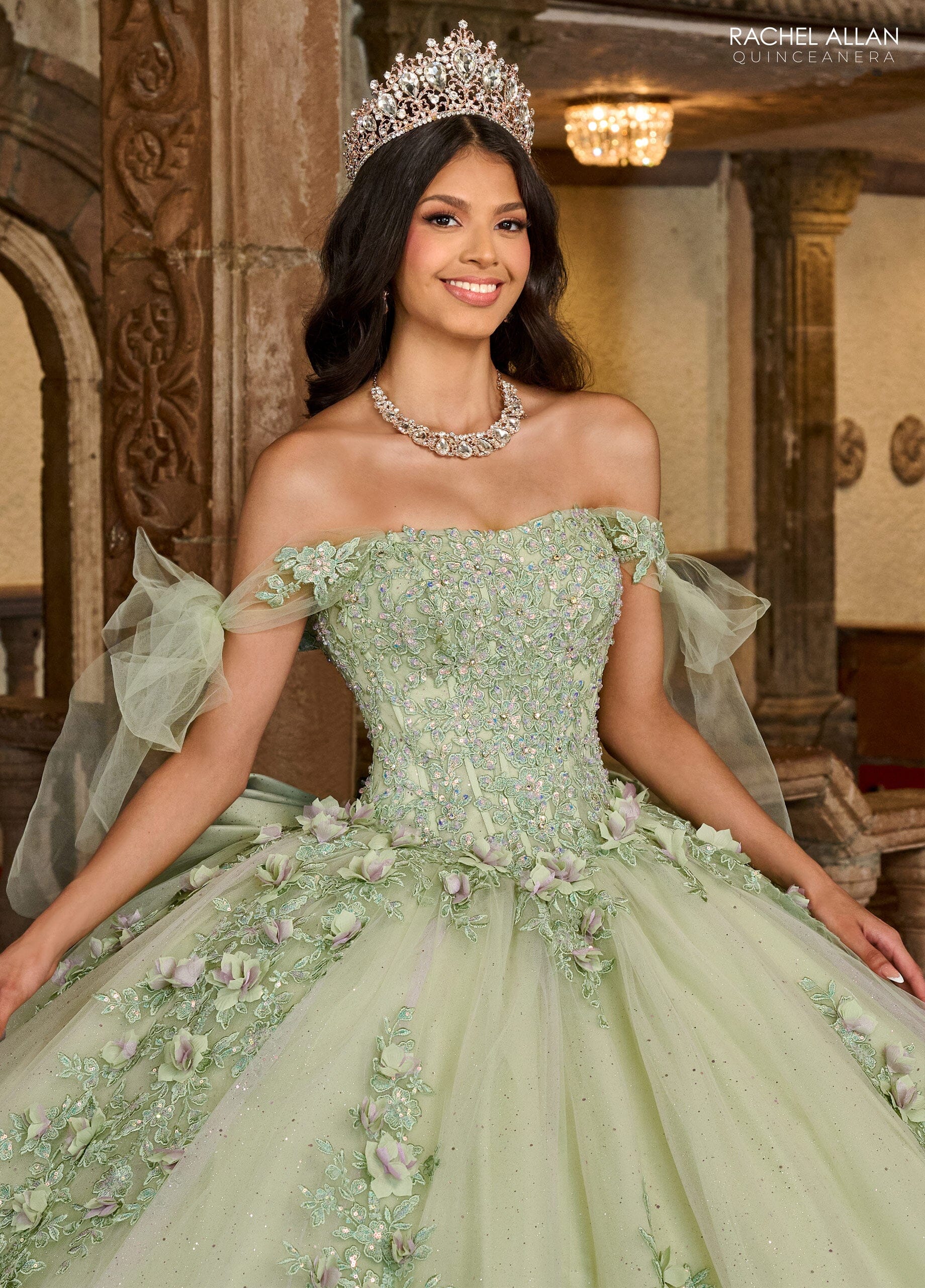 Rachel Allan RQ1132 Applique Sheer Corset Quinceanera Dress