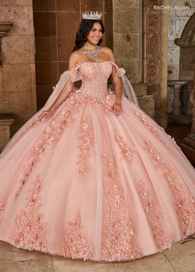 Rachel Allan RQ1132 Applique Sheer Corset Quinceanera Dress