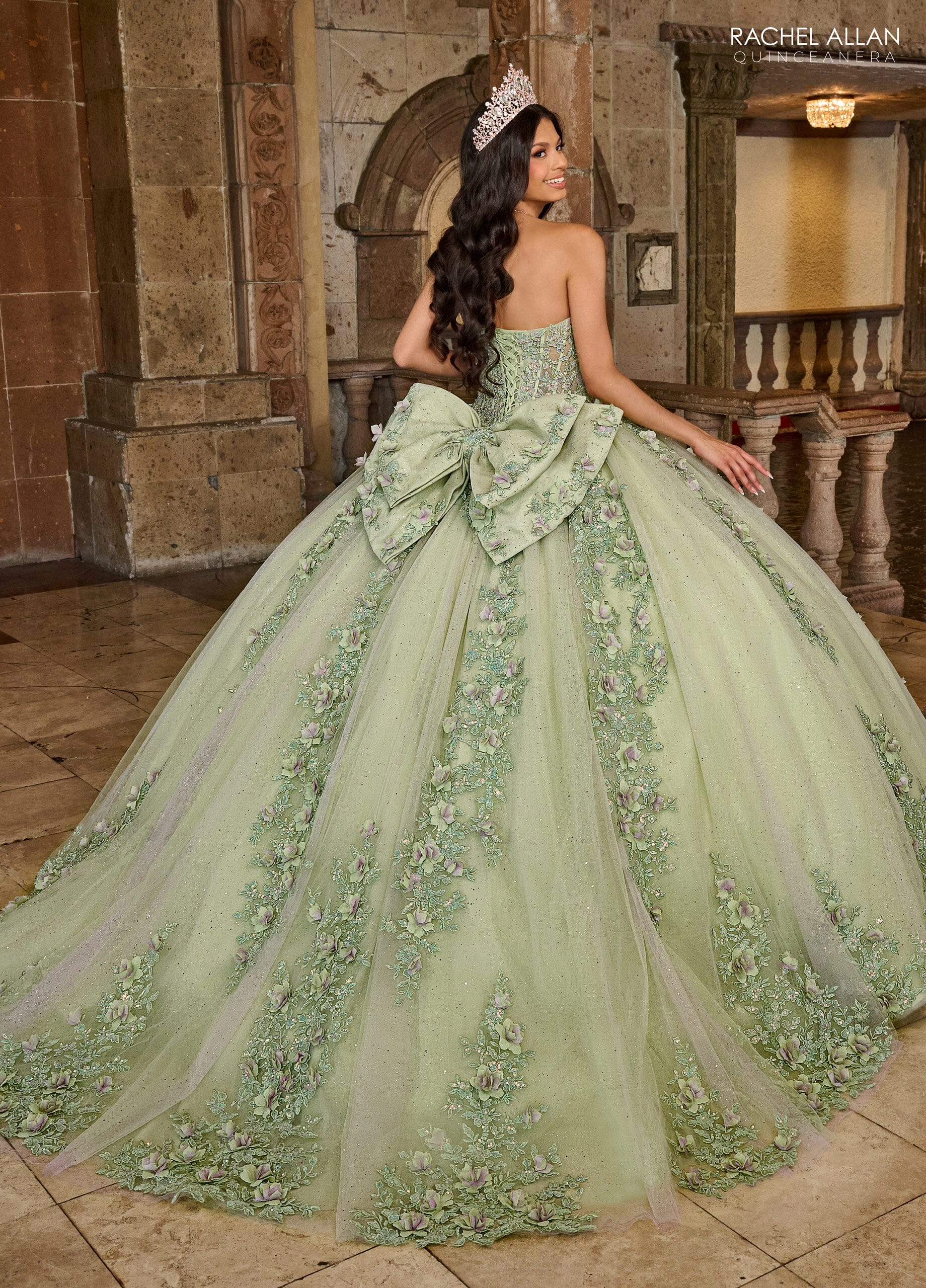 Rachel Allan RQ1132 Applique Sheer Corset Quinceanera Dress
