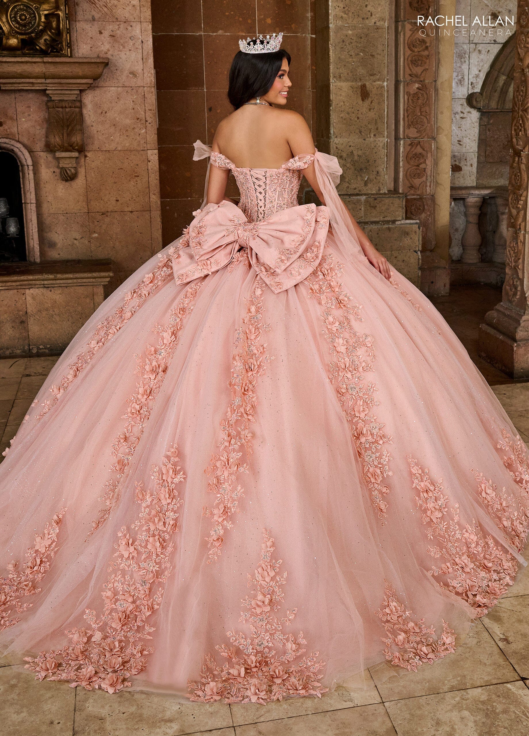 Rachel Allan RQ1132 Applique Sheer Corset Quinceanera Dress