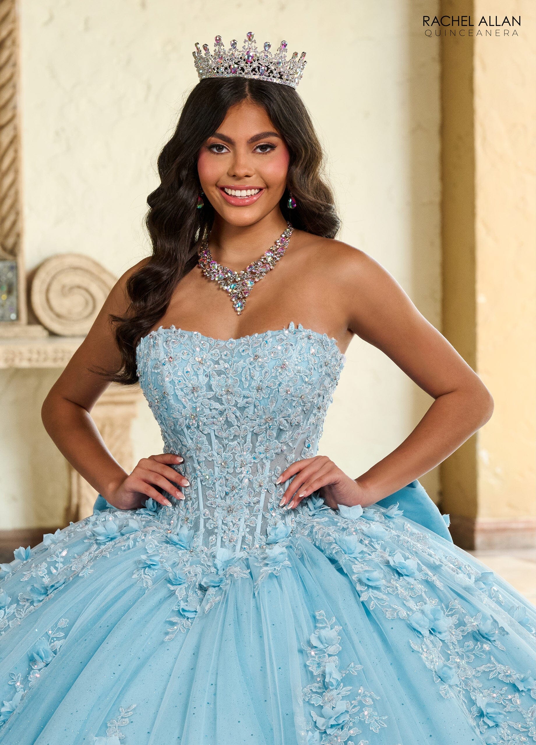 Rachel Allan RQ1132 Applique Sheer Corset Quinceanera Dress