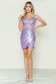 Vestido corto con corsé transparente y apliques de lentejuelas de Poly USA 9222