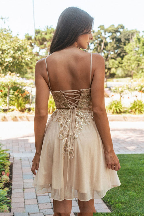 Applique Short Sleeveless Dress by Elizabeth K GS3507 - Short Cocktail Dresses