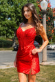 Applique Short Sleeveless Dress by Elizabeth K GS3516 - XS / Red - Short Cocktail Dresses