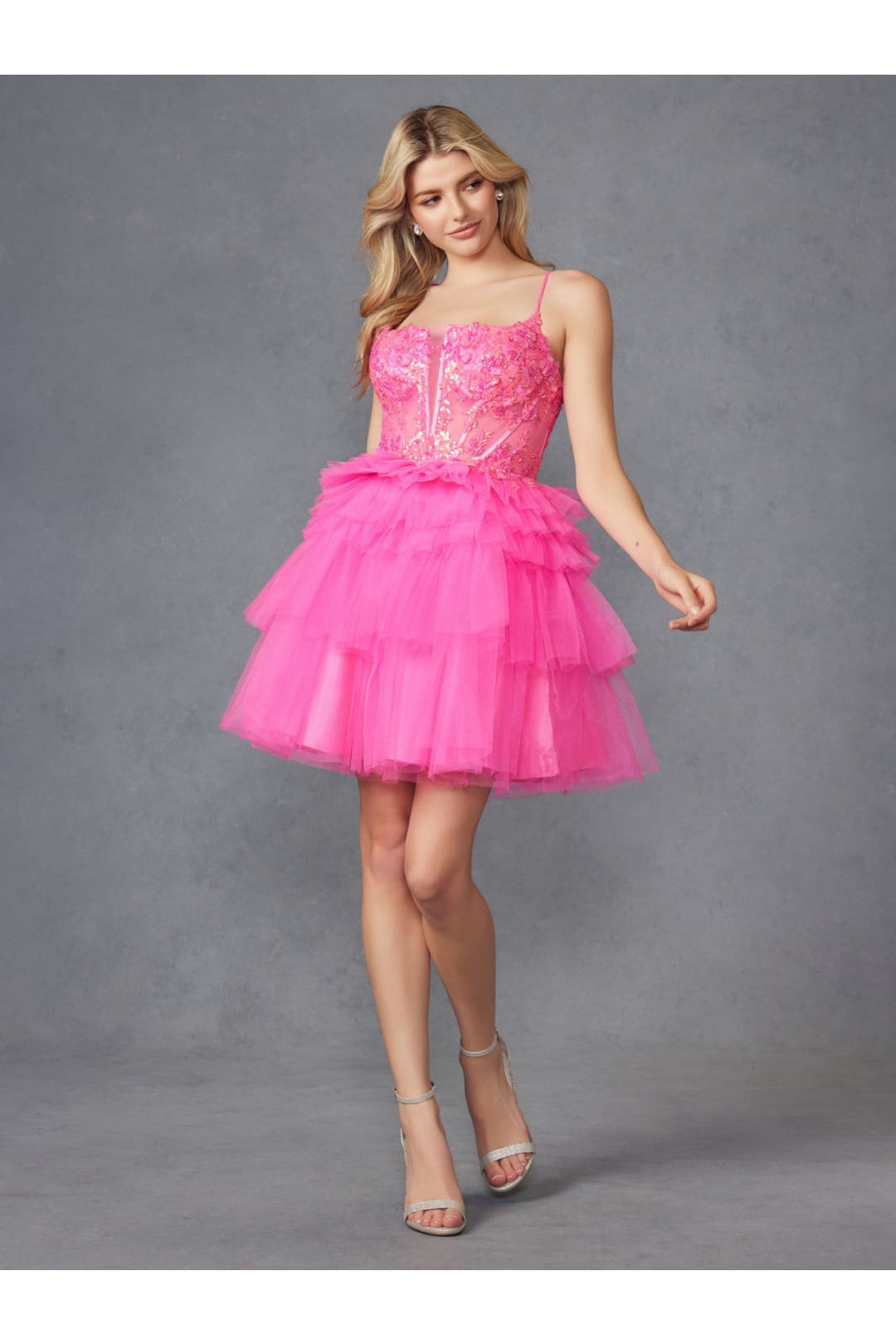 Applique Short Sleeveless Ruffled Dress by Juliet JT935K - Short Cocktail Dresses