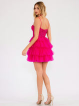 Applique Short Sleeveless Tiered Dress by Juliet JT923S
