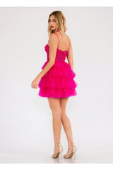 Applique Short Sleeveless Tiered Dress by Juliet JT923S - Short Cocktail Dresses