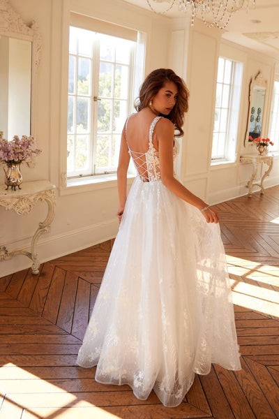 Applique Sleeveless A-line Bridal Gown by Juliet JT2495AW - Long Formal Dresses