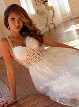 Applique Sleeveless A-line Bridal Gown by Juliet JT2495AW