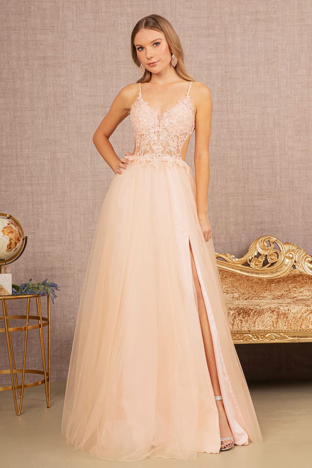 Applique Sleeveless A-line Gown by Elizabeth K GL3152 - Long Formal Dresses