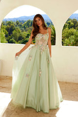 Applique Sleeveless A-line Gown by Juliet JT2565U - Long Formal Dresses