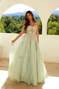Applique Sleeveless A-line Gown by Juliet JT2565U - Long Formal Dresses
