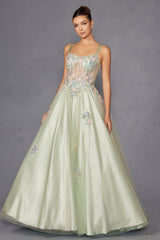 Applique Sleeveless A-line Gown by Juliet JT2565U - Long Formal Dresses