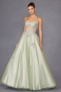 Applique Sleeveless A-line Gown by Juliet JT2565U - Long Formal Dresses