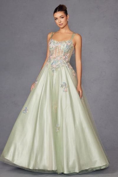 Applique Sleeveless A-line Gown by Juliet JT2565U - Long Formal Dresses