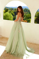 Applique Sleeveless A-line Gown by Juliet JT2565U - Long Formal Dresses