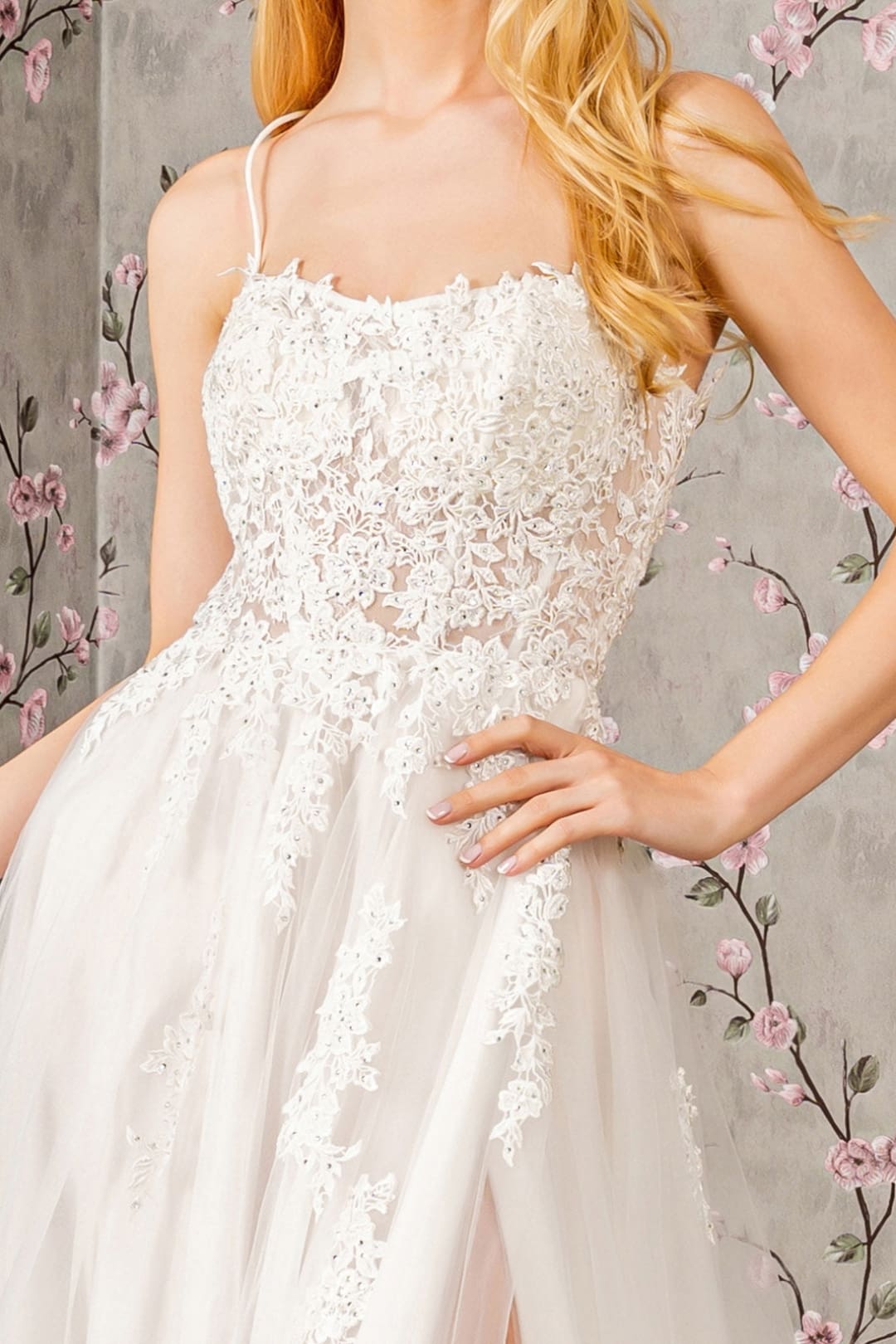 Applique Sleeveless A-line Slit Bridal Gown by GLS Gloria GL3417 - Long Formal Dresses