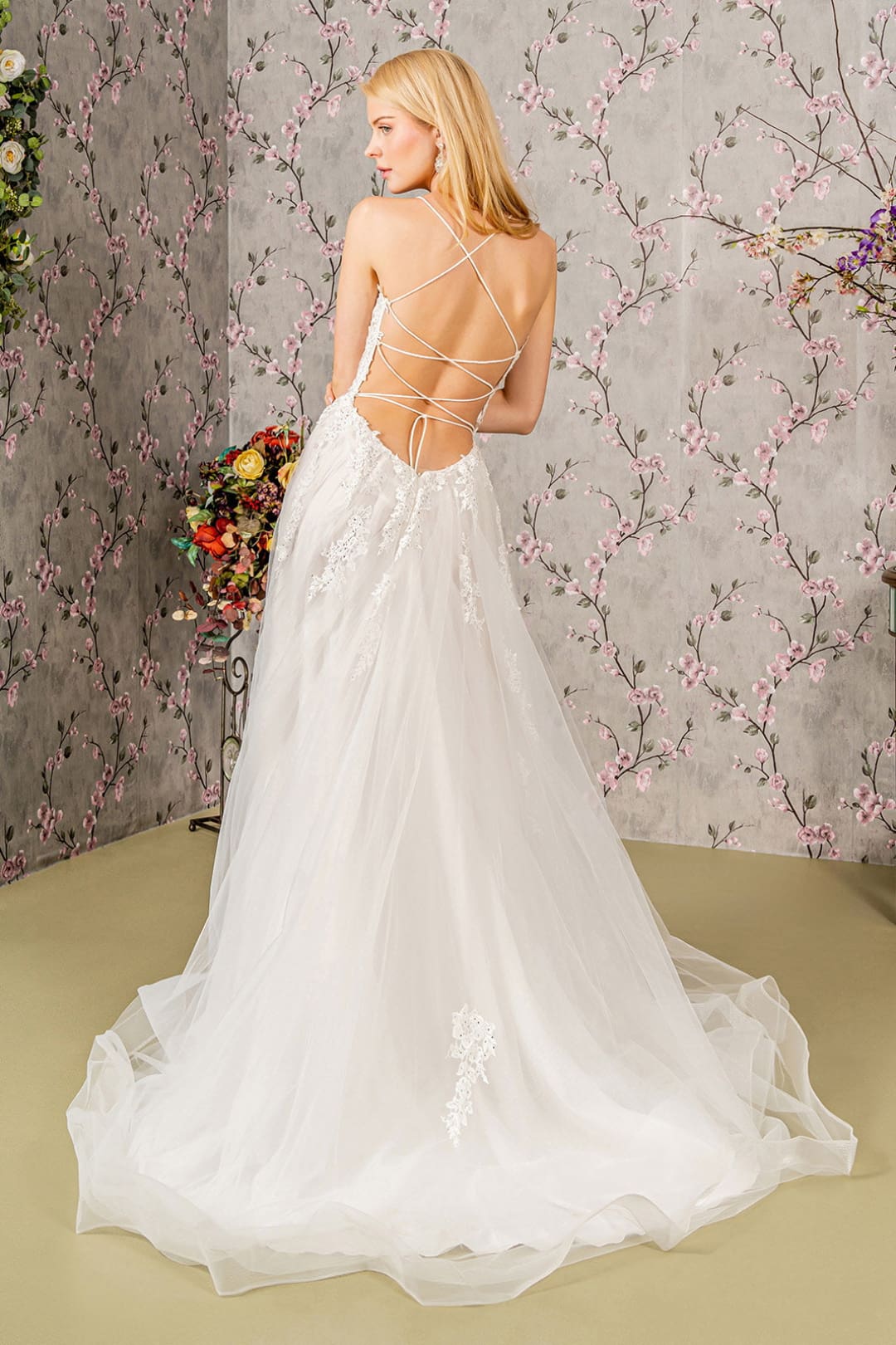 Applique Sleeveless A-line Slit Bridal Gown by GLS Gloria GL3417 - Long Formal Dresses