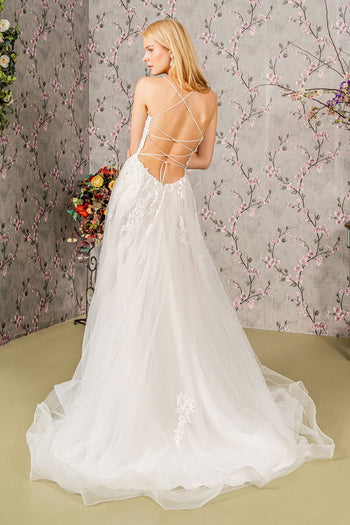 Applique Sleeveless A-line Slit Bridal Gown by GLS Gloria GL3417 - Long Formal Dresses