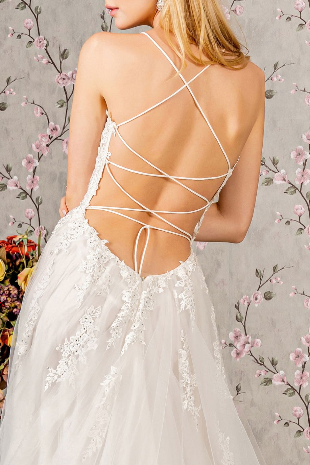 Applique Sleeveless A-line Slit Bridal Gown by GLS Gloria GL3417 - Long Formal Dresses