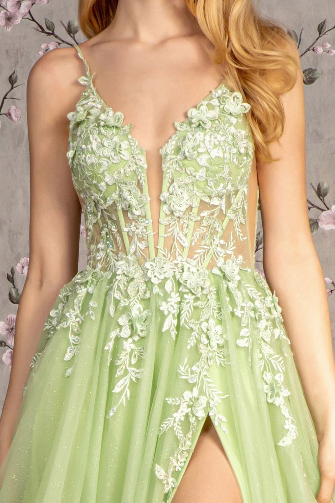 Applique Sleeveless A-line Slit Gown by GLS Gloria GL3202 - Long Formal Dresses