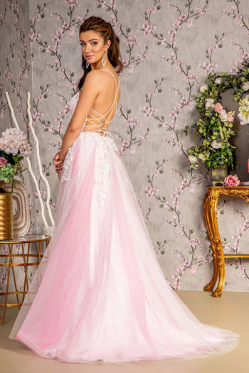 Applique Sleeveless A-line Slit Gown by GLS Gloria GL3249 - Long Formal Dresses