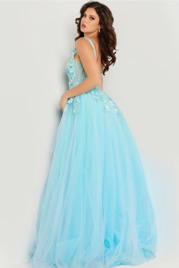 Applique Sleeveless A-line Slit Gown by Jovani 26045 - Long Formal Dresses