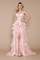 Vestido sin mangas con aberturas en capas y apliques de Poly USA 9410