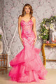 Applique Sleeveless Ruffled Mermaid Dress by GLS Gloria GL3205 - XS / Hot Pink - Long Formal Dresses