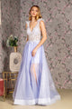 Applique Sleeveless Sheer A-line Gown by GLS Gloria GL3393 - XS / Lilac - Long Formal Dresses